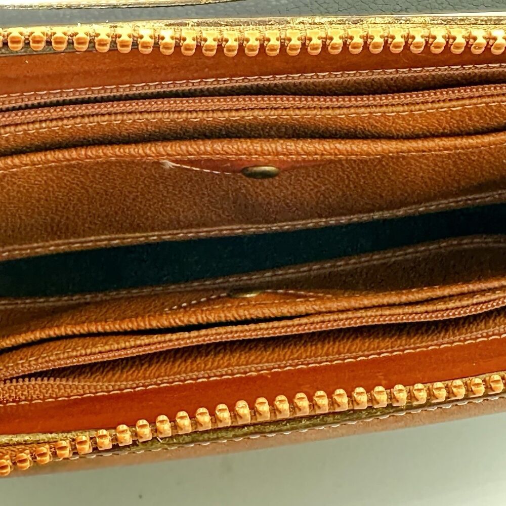 VTG Dooney & Bourke Crossbody Purse Pebbled Black & Tan Smooth Leather Footed - Picture 11 of 13